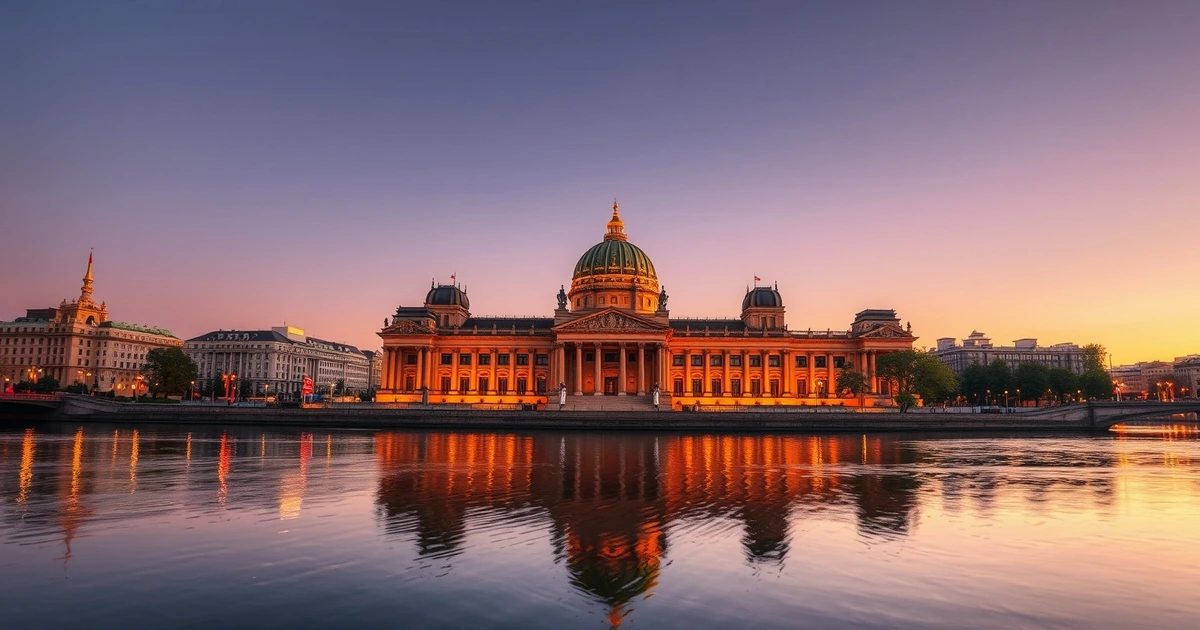 German Bundestag parliament building in Berlin at golden hour — Germany Cannabis Act two years on