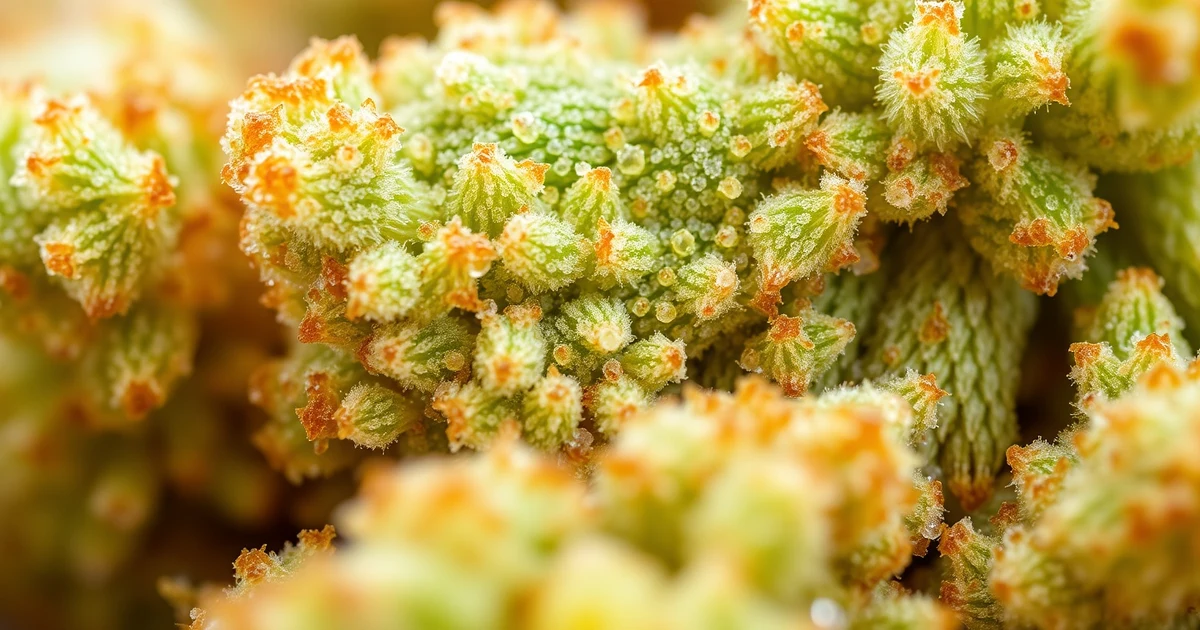 Diferentes variedades de cannabis aromáticas con cristales de resina y terpenos visibles