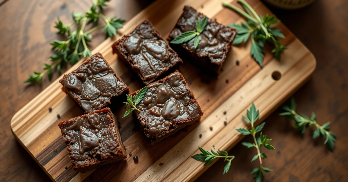 Preparación de brownies de marihuana con cannabutter casera en cocina doméstica